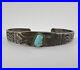 Early Fred Harvey Era Navajo Sterling Silver Turquoise Stamped Cuff Bracelet