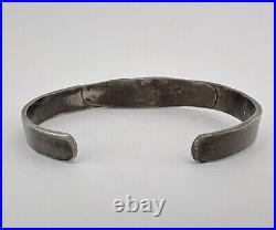 Early Fred Harvey Era Navajo Sterling Silver Turquoise Stamped Cuff Bracelet