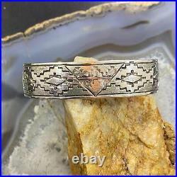 Elgin Hoskey Vintage Native American SW Motif Stamped Bracelet For Women