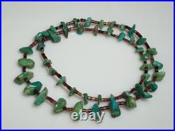 Estate Vintage Pawn Turquoise Nugget Heishi Necklace Southwest Native American