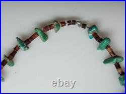 Estate Vintage Pawn Turquoise Nugget Heishi Necklace Southwest Native American