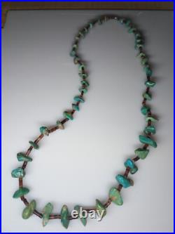 Estate Vintage Pawn Turquoise Nugget Heishi Necklace Southwest Native American