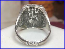 Estate Vintage Sterling Silver White Buffalo Turquoise Ring Men's Signed Band