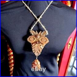 Ethnic jewelry tribal pendant necklace vintage regional hawaii shaman big amulet
