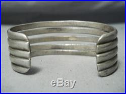 Exceptional Vintage Navajo Sterling Silver Heavy Bracelet Old Native American