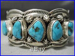 Exquisite Vintage Navajo Spiderweb Turquoise Sterling Silver Shell Bracelet