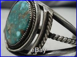 Exquisite Vintage Navajo Turquoise Sterling Silver Native American Bracelet Old