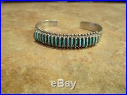 Exquisite Vintage ZUNI Sterling Silver NEEDLE POINT Turquoise Row Bracelet