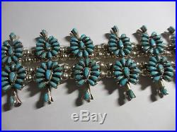 Exquisite Vintage Zuni 33sterling&turquoise Squash Blossom Necklace-masterpiece