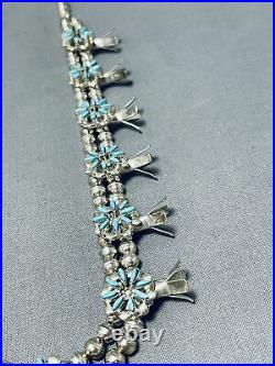Exquisite Vintage Zuni Sleeping Beauty Turquoise Sterling Silver Squash Blossom