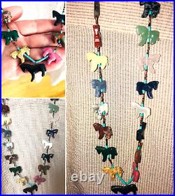 Fabulous, Vintage Zuni Horse Fetish Heishi Necklace is one of a kind! 30 long