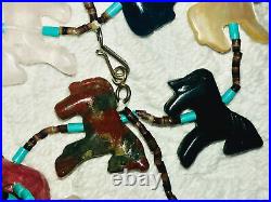 Fabulous, Vintage Zuni Horse Fetish Heishi Necklace is one of a kind! 30 long