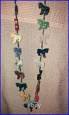 Fabulous, Vintage Zuni Horse Fetish Heishi Necklace is one of a kind! 30 long