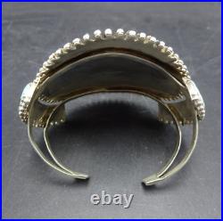 Fine VINTAGE ZUNI Sterling Silver TURQUOISE NEEDLEPOINT Cuff BRACELET