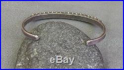Fine Vintage Harvey Era Silver Petit Point Turquoise Row Cuff Bracelet Small Sz