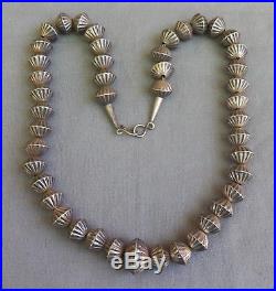 Fine Vintage Southwestern Native American Silver Fluted Bead Necklace