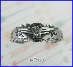 Fred Harvey sterling silver vintage 1950s Thunderbird cuff bracelet