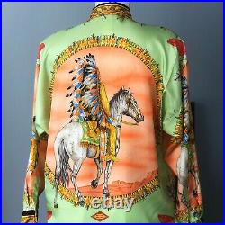 GIANNI VERSACE silk shirt Native Americans print size IT 46 from fw 1992/93