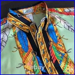 GIANNI VERSACE silk shirt Native Americans print size IT 46 from fw 1992/93