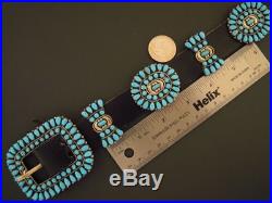 Genuine Vintage Native American NAVAJO Turquoise Cluster Concho Belt W Begay 50s