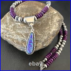 Gilson Opal Pendant Navajo Purple Stone Beads Sterling Silver Necklace