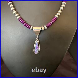 Gilson Opal Pendant Navajo Purple Stone Beads Sterling Silver Necklace