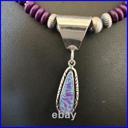 Gilson Opal Pendant Navajo Purple Stone Beads Sterling Silver Necklace