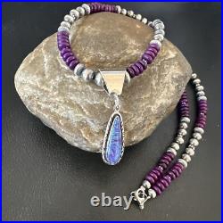 Gilson Opal Pendant Navajo Purple Stone Beads Sterling Silver Necklace