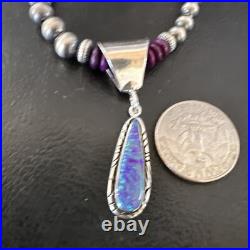 Gilson Opal Pendant Navajo Purple Stone Beads Sterling Silver Necklace