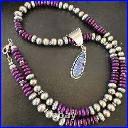 Gilson Opal Pendant Navajo Purple Stone Beads Sterling Silver Necklace