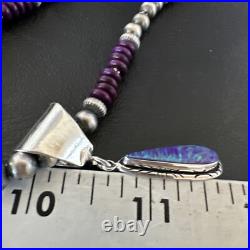 Gilson Opal Pendant Navajo Purple Stone Beads Sterling Silver Necklace