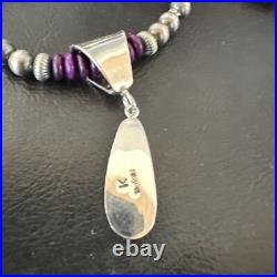 Gilson Opal Pendant Navajo Purple Stone Beads Sterling Silver Necklace