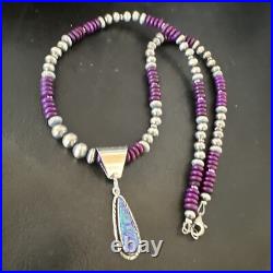 Gilson Opal Pendant Navajo Purple Stone Beads Sterling Silver Necklace