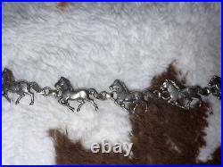 Glen Sandoval Native American Navajo Horse Link Sterling Silver Bracelet Vintage