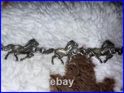 Glen Sandoval Native American Navajo Horse Link Sterling Silver Bracelet Vintage