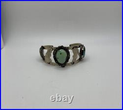 Gorgeous VTG Native American Style Silver And Turquoise Cuff Bracelet Unknown