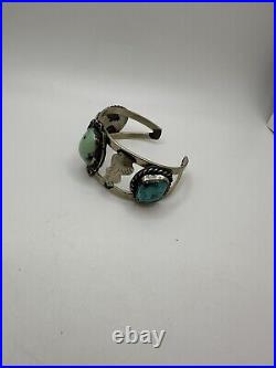 Gorgeous VTG Native American Style Silver And Turquoise Cuff Bracelet Unknown