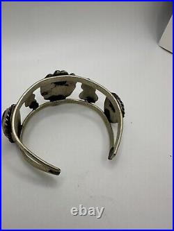 Gorgeous VTG Native American Style Silver And Turquoise Cuff Bracelet Unknown