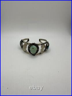 Gorgeous VTG Native American Style Silver And Turquoise Cuff Bracelet Unknown