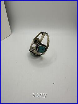 Gorgeous VTG Native American Style Silver And Turquoise Cuff Bracelet Unknown