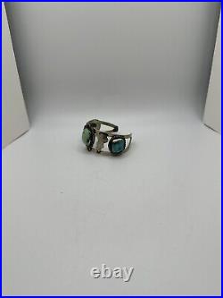 Gorgeous VTG Native American Style Silver And Turquoise Cuff Bracelet Unknown