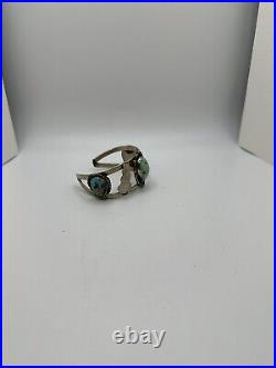 Gorgeous VTG Native American Style Silver And Turquoise Cuff Bracelet Unknown