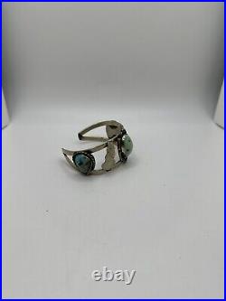 Gorgeous VTG Native American Style Silver And Turquoise Cuff Bracelet Unknown