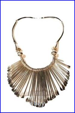 Gorgeous Vintage Navajo Native American Silver Fringe Dangle Necklace for Women
