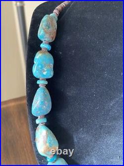 Gorgeous Vintage Navajo Natural Turquoise Large Stone Necklace