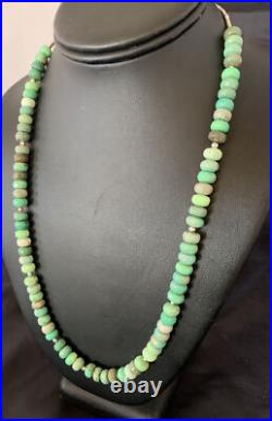 Green Facted Turquoise Navajo Sterling Silver Necklace 22 11707 Green Facted Turquoise Navajo Sterling Silver Necklace 22 11707