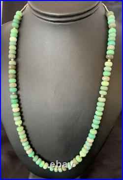 Green Facted Turquoise Navajo Sterling Silver Necklace 22 11707