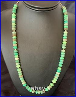 Green Facted Turquoise Navajo Sterling Silver Necklace 22 11707