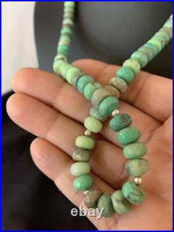 Green Facted Turquoise Navajo Sterling Silver Necklace 22 11707