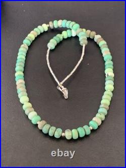 Green Facted Turquoise Navajo Sterling Silver Necklace 22 11707